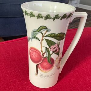 Portmeirion Tall Latte Mug with Pink Fruit and Green Leaves